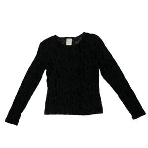 90s Esprit Black Velvet Burnout Long Sleeve T Shirt